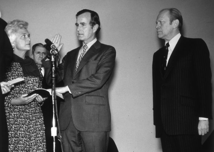 George Bush taking an oath